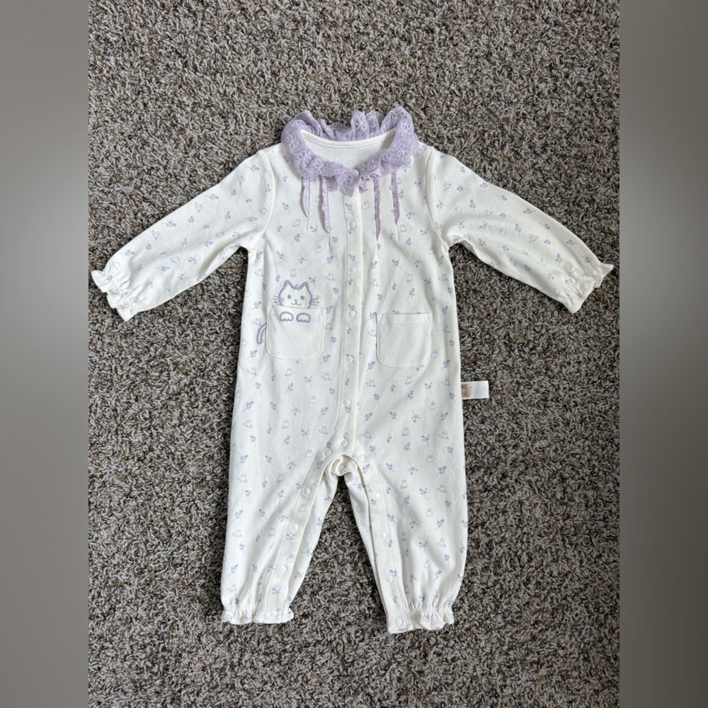Dave & Bella Kitty Cat Long Sleeve Romper | Approx. 9M